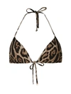 Dolce & Gabbana Triangle Bikini Top With Iconic Leopard Print In Multicolour