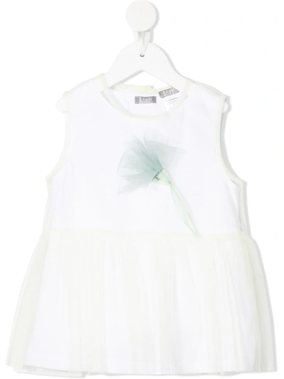 Il Gufo Kids' Layered Tulle Blouse In Gialla/acquamarina