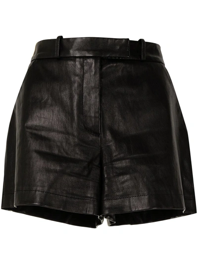 Pre-owned Emilio Pucci High-waisted Leather Shorts In Black