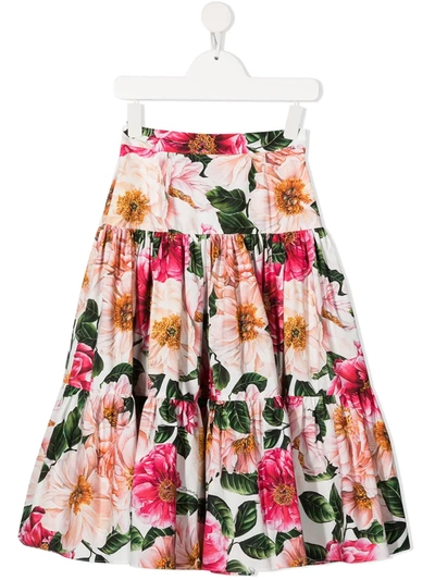 Dolce & Gabbana Kids' Floral-print Skirt In Pink