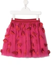 Simonetta Kid Fuchsia Tulle Skirt With Hearts In Pink