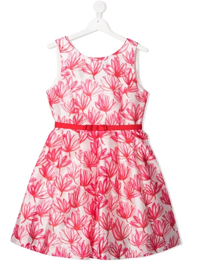 Abel & Lula Kids' Leaf Print Dress In Neutrals