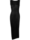 Maison Margiela Ribbed-knit Sheer Dress In Black
