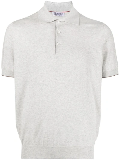 Brunello Cucinelli Fine-knit Cotton Polo Shirt In Grey