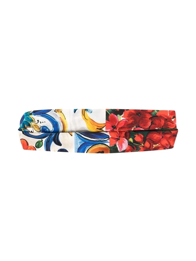 Dolce & Gabbana Babies' Panelled Print-mix Headband In Red