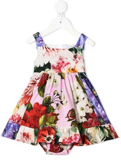Dolce & Gabbana Multicolor Dress For Babygirl With Flowers