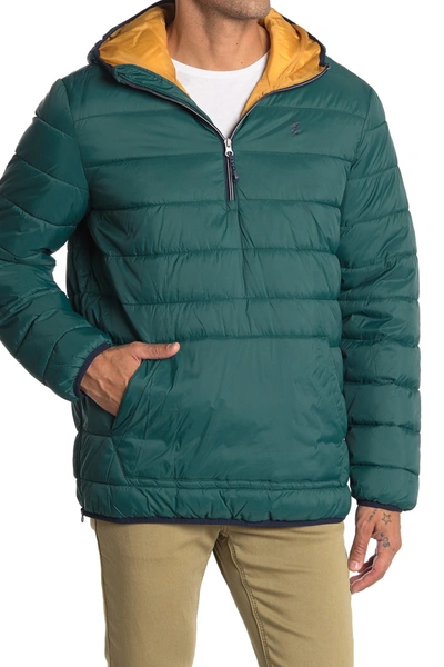 Izod Quilted Hoodie Pullover In Hunter Gre