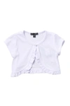 Ava & Yelly Ruffle Edge Cardigan Sweater In White