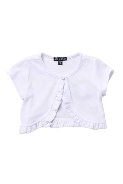 Ava & Yelly Kids' Ruffle Edge Cardigan Sweater In White