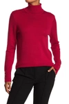 Joseph A Turtleneck Button Sleeve Pullover Sweater In Scarlet