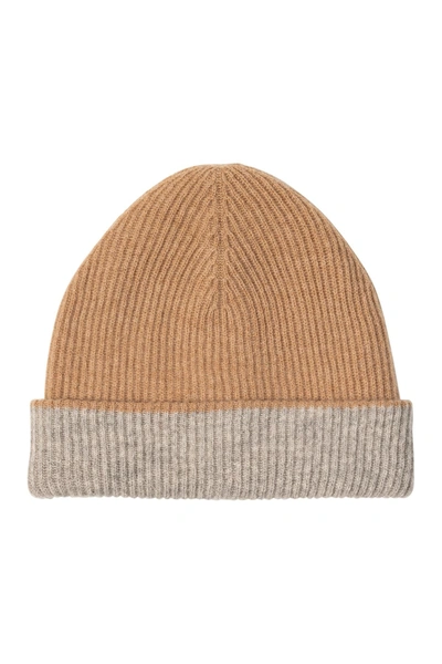 Amicale Cashmere Double Layer Knit Cuff Hat In 253camgy