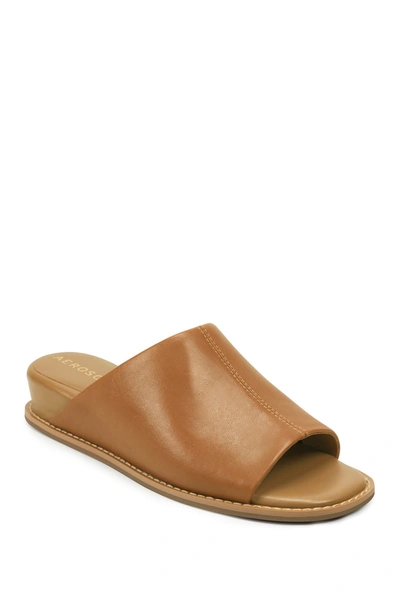 Aerosoles Women's Yorketown Wedge Slide Sandals Women's Shoes In Tan Leather