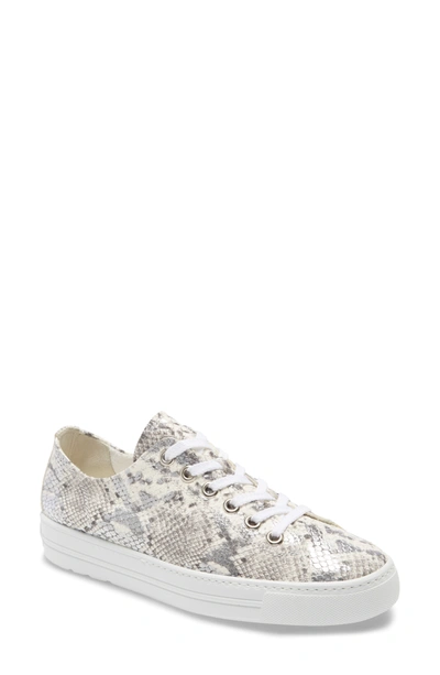 Paul Green Ally Leather Low Top Sneaker In Silver/ Pebble Snake Print