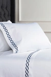 Melange King 600 Thread Count Cotton Rope Embroidered Sheet 4-piece Set In Navy Blue