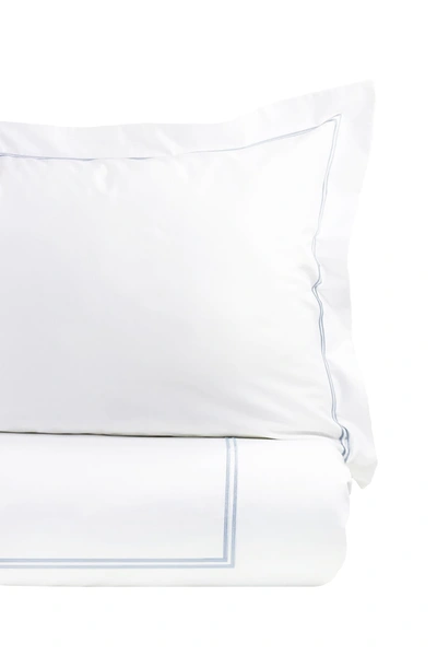 Melange King 600 Thread Count Cotton 2 Stripe Embroidered Duvet Set In Blue/white