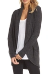 Barefoot Dreams Cozychic Lite® Circle Cardigan In Carbon/ Black Heather