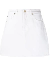 7 For All Mankind Cotton Denim Mini Skirt In Prince St In White
