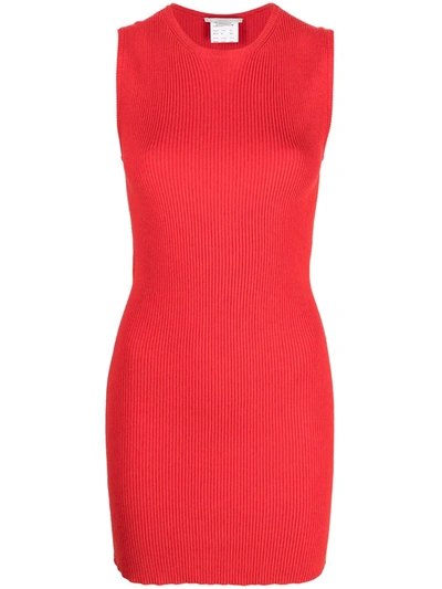 Stella Mccartney Rib-knit Tunic Dress In Red