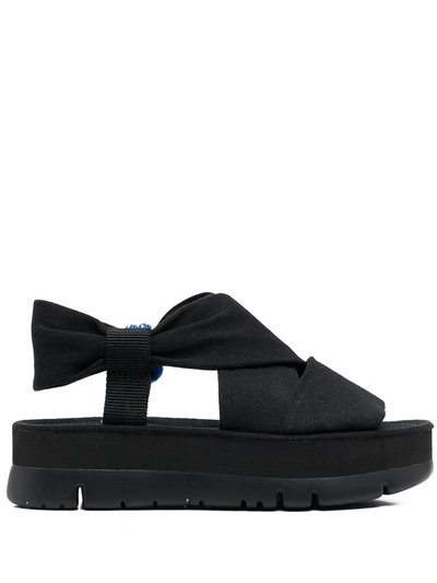 Camper Oruga Up Cross Strap Sandals In Black