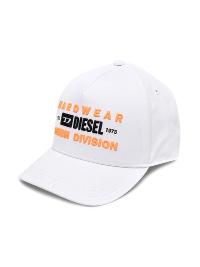 Diesel Kids' Embroidered Logo Baseball Cap In White