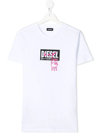 Diesel Teen Logo Short-sleeve T-shirt In White