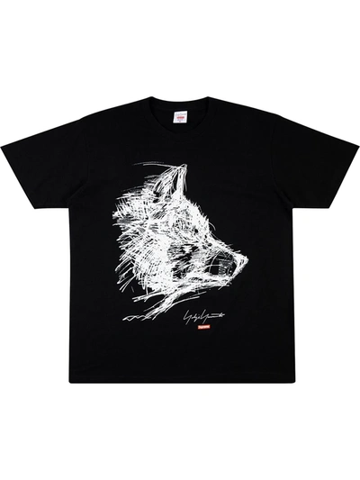 Supreme X Yohji Yamamoto Scribble Wolf T-shirt In Black