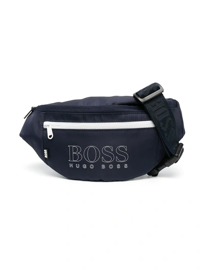 Bosswear Kids' 对比拉链logo腰包 In Blue