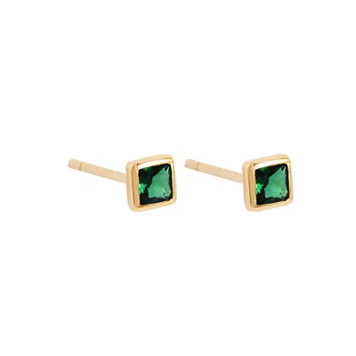 33mm Women's Green / Gold Alva Gold Stud Earrings In Gray