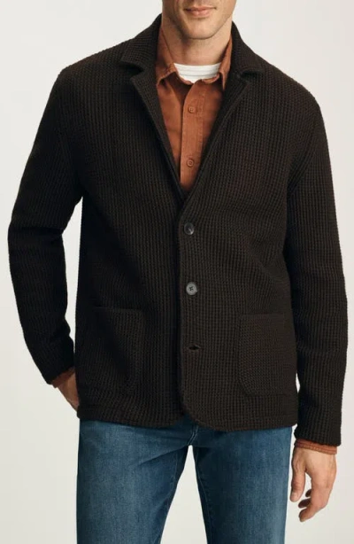 34 Heritage Birch Waffle Knit Sweater Blazer In Black