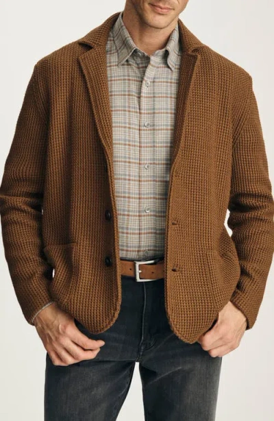 34 Heritage Birch Waffle Knit Sweater Blazer In Brown