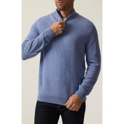 34 Heritage Cashmere, Silk & Wool Quarter Zip Sweater In Blue