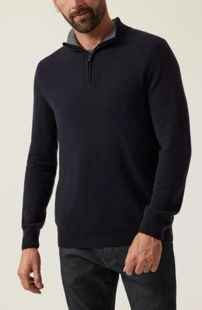34 Heritage Cashmere, Silk & Wool Quarter Zip Sweater In Blue