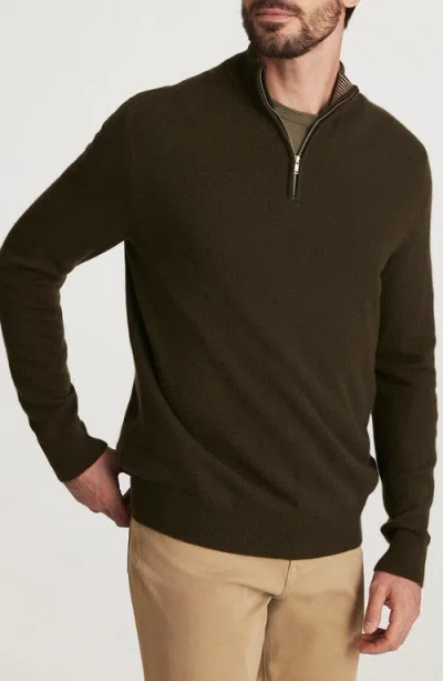 34 Heritage Cashmere, Silk & Wool Quarter Zip Sweater In Brown