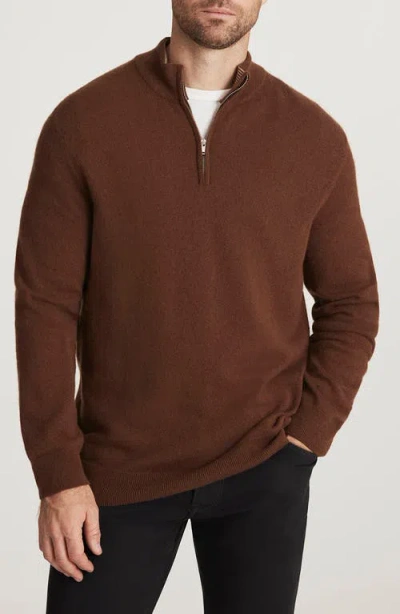 34 Heritage Cashmere, Silk & Wool Quarter Zip Sweater In Brown