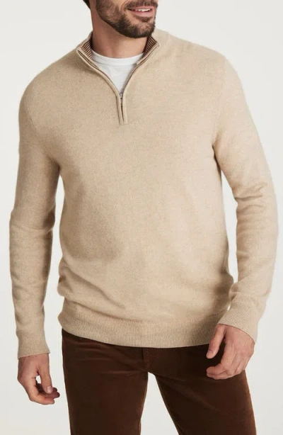 34 Heritage Cashmere, Silk & Wool Quarter Zip Sweater In Brown