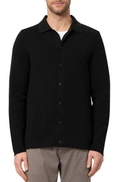 34 Heritage Cotton Blend Snap Front Cardigan In Black