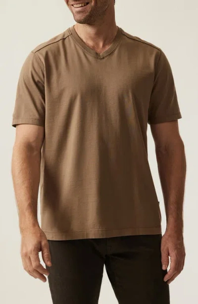 34 Heritage Deconstructed V-neck Pima Cotton T-shirt In Brown