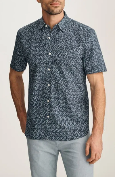 34 Heritage Floral Short Sleeve Stretch Luxe Twill Button-up Shirt In Blue