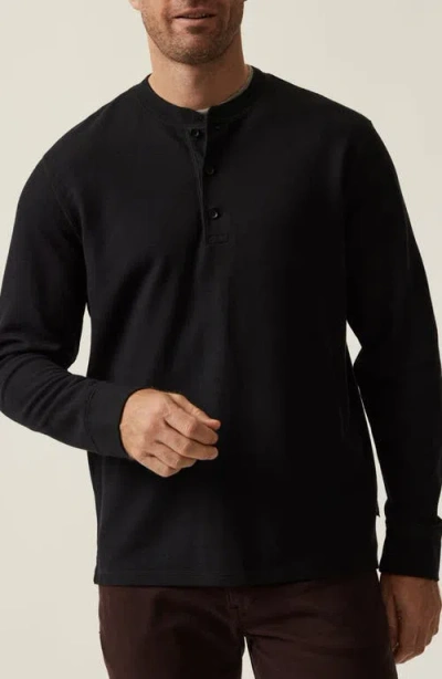 34 Heritage Long Sleeve Pima Cotton Blend Henley In Black