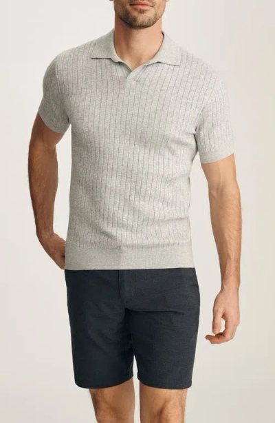 34 Heritage Mélange Johnny Collar Short Sleeve Cotton Sweater In Multi