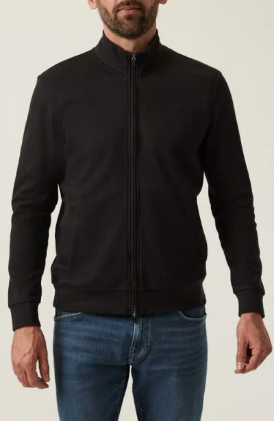 34 Heritage Mock Neck Pima Cotton Zip Jacket In Black