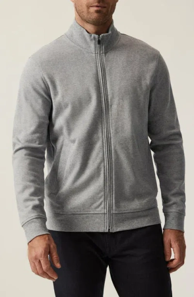 34 Heritage Mock Neck Pima Cotton Zip Jacket In Gray