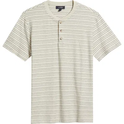 34 Heritage Pinstripe Cotton & Linen Henley In Neutral
