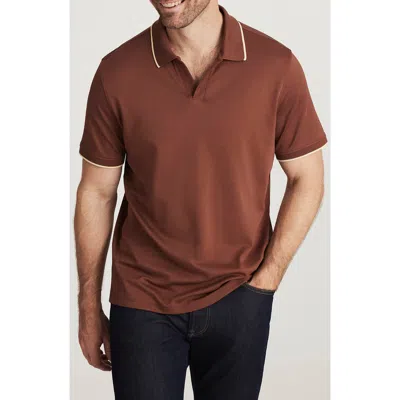 34 Heritage Riviera Tipped Pima Cotton Polo In Brown