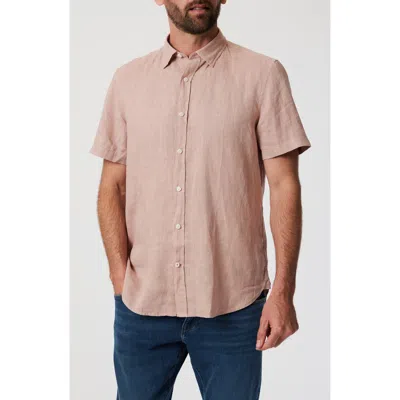 34 Heritage Short Sleeve Linen Button-up Shirt In Brown