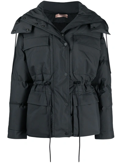 12 Storeez Zip-up Padded Down Jacket In Black