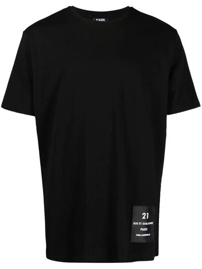 Karl Lagerfeld Logo Label T-shirt In Black