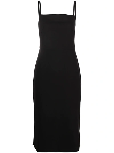 12 Storeez Sleeveless Square-neck Midi Dress In Black