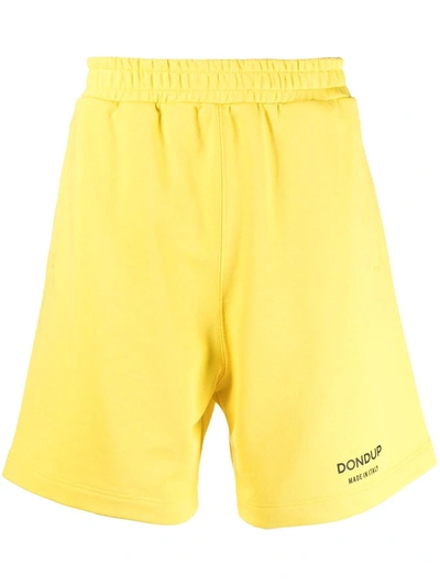 Dondup Logo Print Track Shorts In Yellow