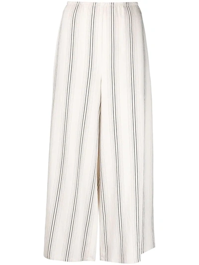 Vince Cropped Striped Twill Wide-leg Pants In Ivory